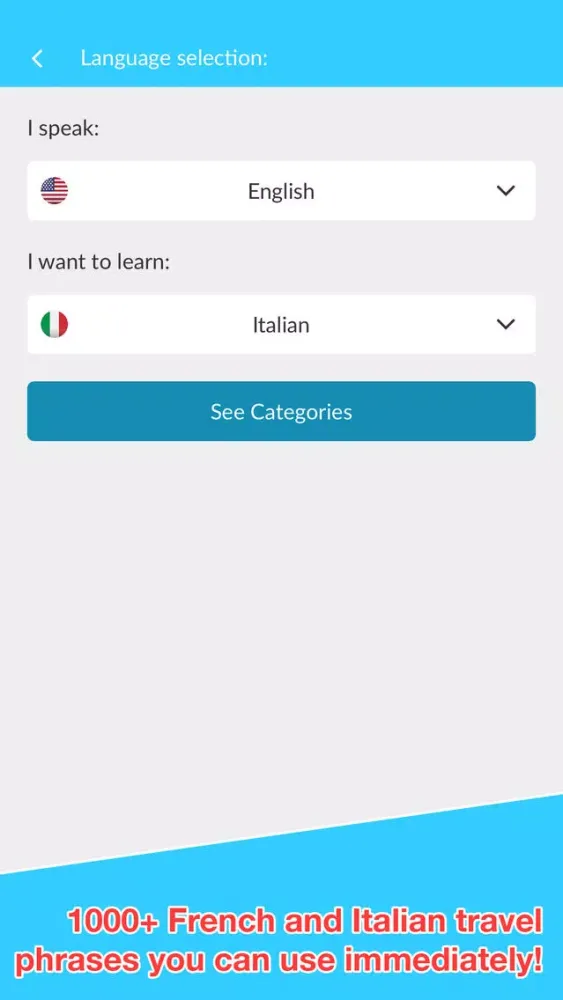 Скриншоты Benry Travel | 1000+ French and Italian travel phrases so you can travel with confidence!