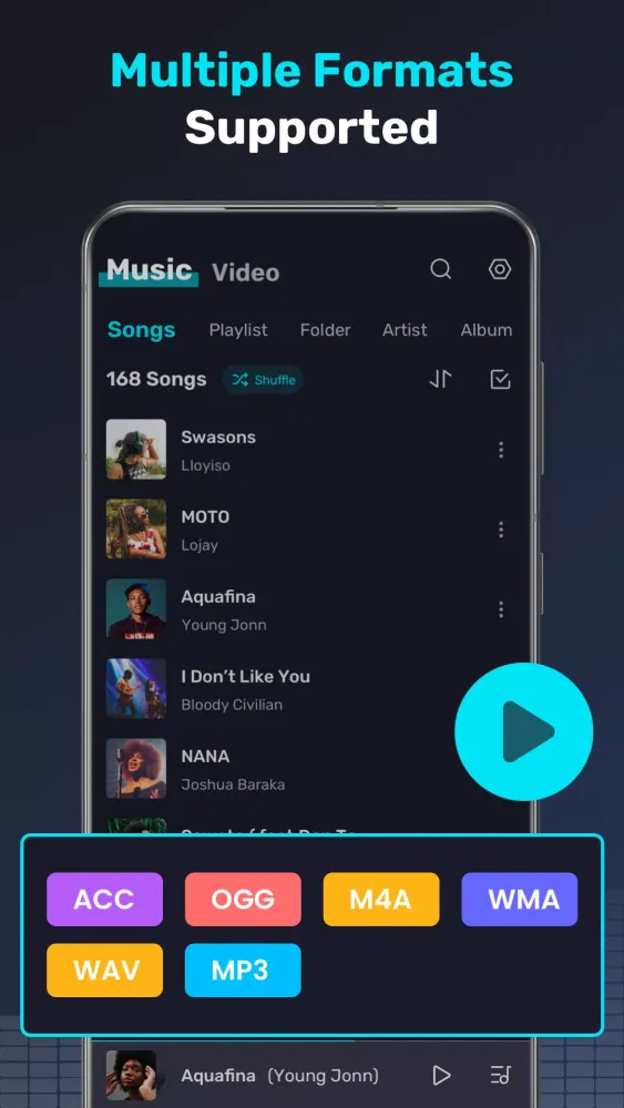 Capturas de tela do Music Player