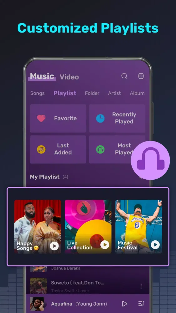 Capturas de tela do Music Player