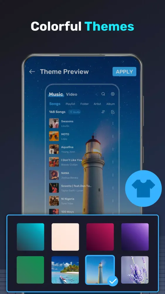 Capturas de tela do Music Player