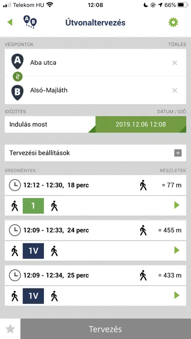 Tangkapan skrin MobilON MVK - Miskolc