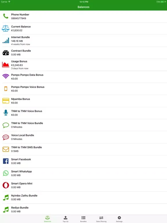 ภาพหน้าจอของ TNM Smart App iPad 