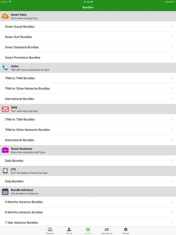 ภาพหน้าจอของ TNM Smart App iPad 