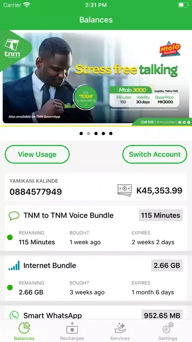 ภาพหน้าจอของ TNM Smart App