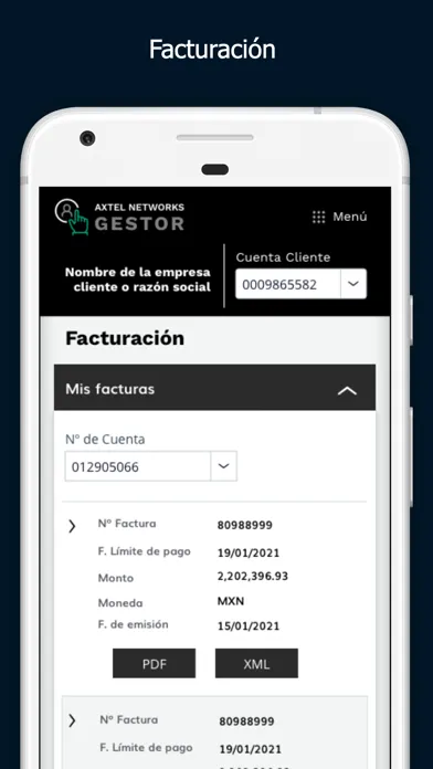 Capturas de pantalla de Axtel Networks Gestor