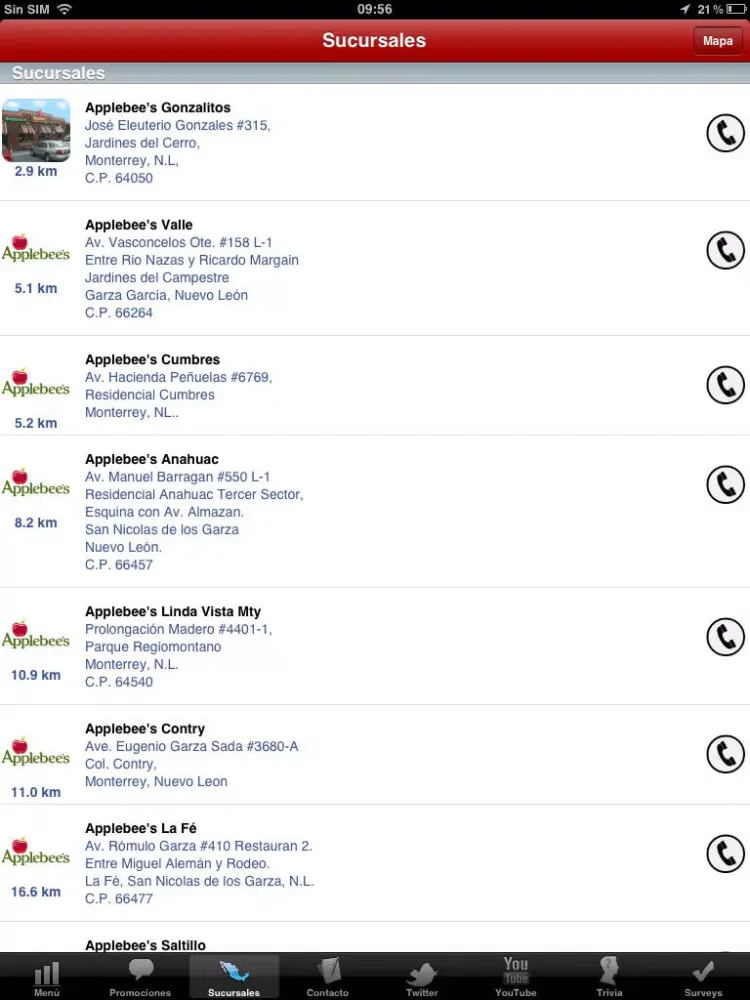 ภาพหน้าจอของ Applebee's México iPad 