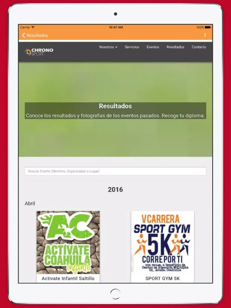 Tangkapan layar Carreras Saltillo iPad 