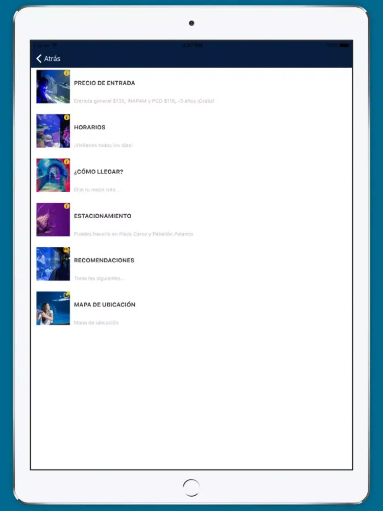 Acuario Inbursa iPad  Screenshots