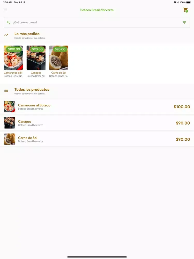 Tangkapan layar Boteco Brasil iPad 