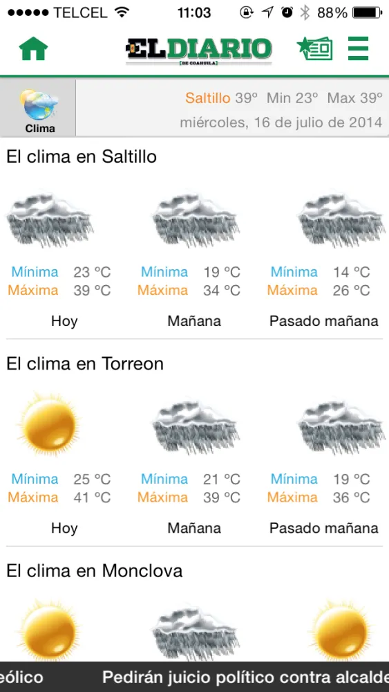 El Diario de Coahuila スクリーンショット