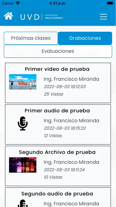 Ảnh chụp màn hình của Universidad Valle Dorado