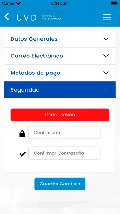 Ảnh chụp màn hình của Universidad Valle Dorado