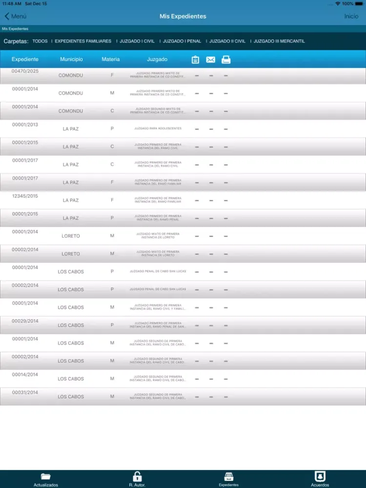 Tribunal Móvil BCS iPad  Screenshots