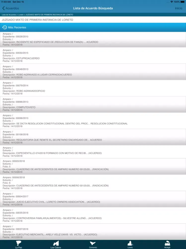 Tribunal Móvil BCS iPad  Screenshots