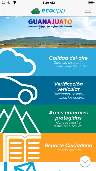 Capturas de tela do ecoapp