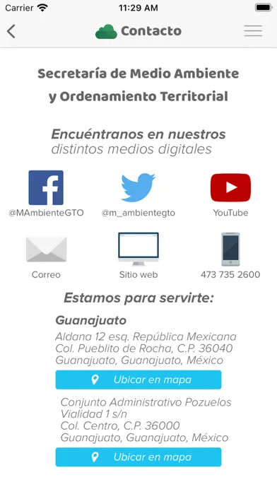 Capturas de tela do ecoapp