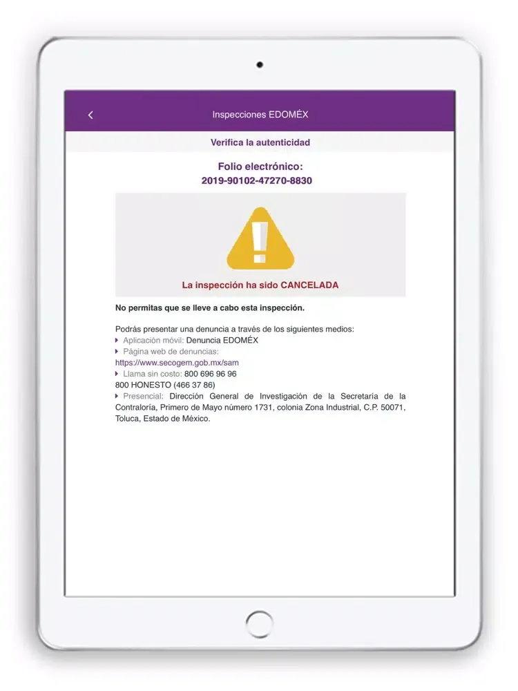 Zrzuty ekranu Inspecciones EDOMÉX iPad 