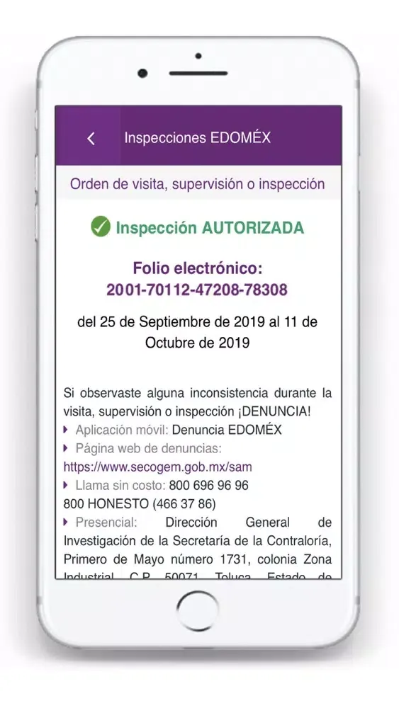 Zrzuty ekranu Inspecciones EDOMÉX