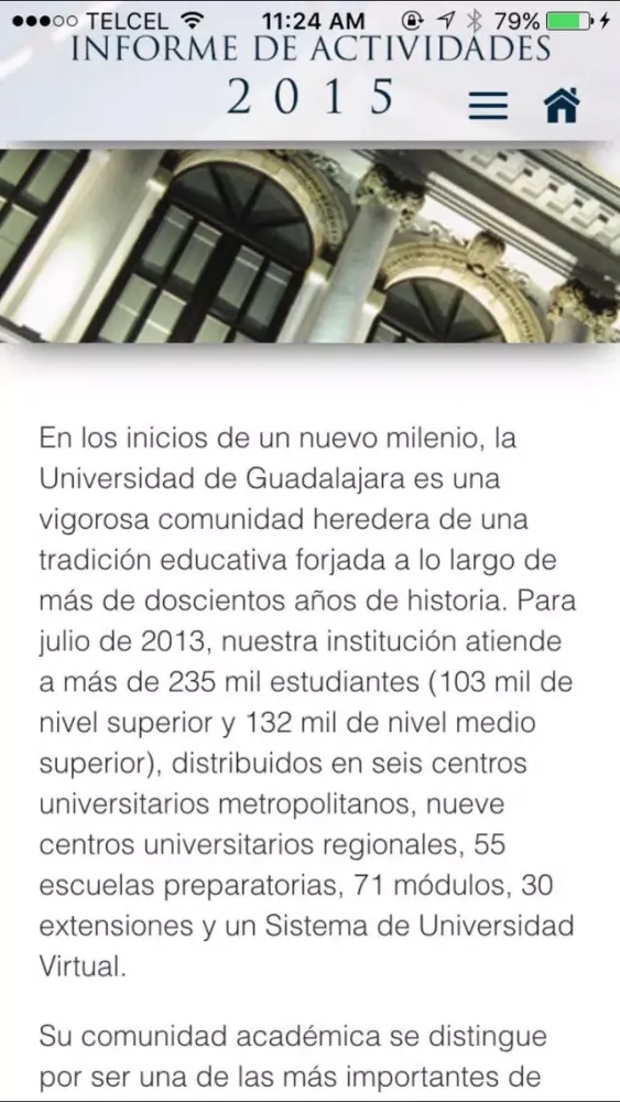 Ảnh chụp màn hình của Informe de Actividades 2015 UdeG