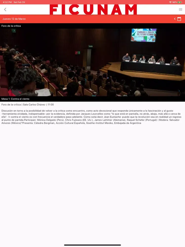 Zrzuty ekranu FICUNAM 2020 iPad 