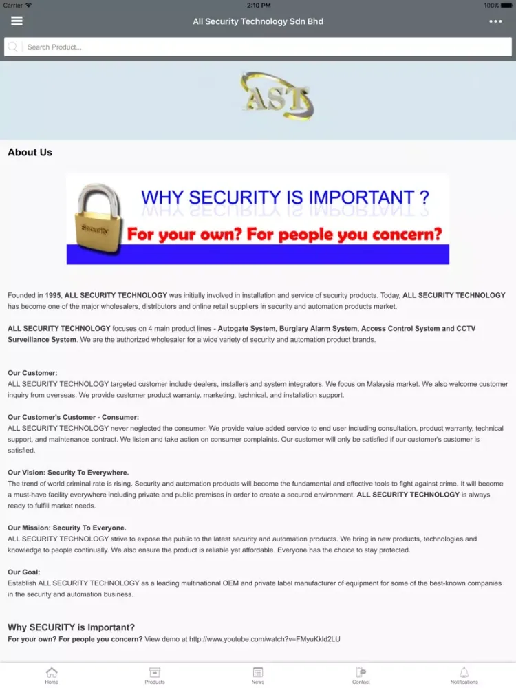Tangkapan skrin All Security iPad 