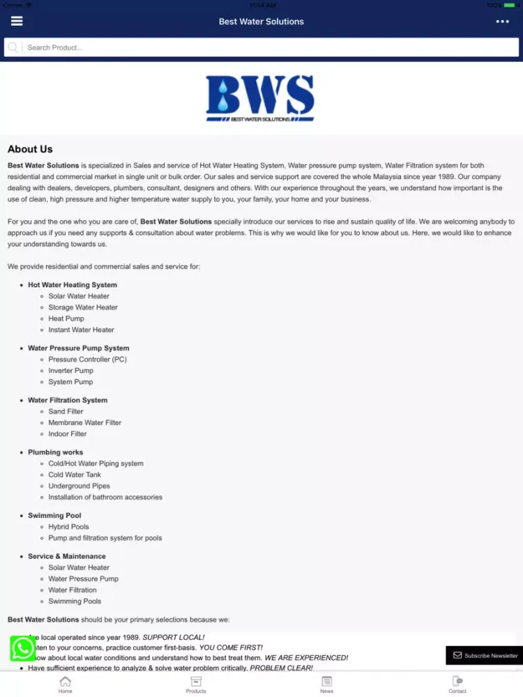 Capturas de pantalla de Best Water Solutions iPad 