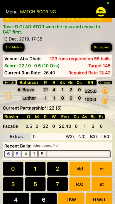 Zrzuty ekranu Cricket Scorer Stats