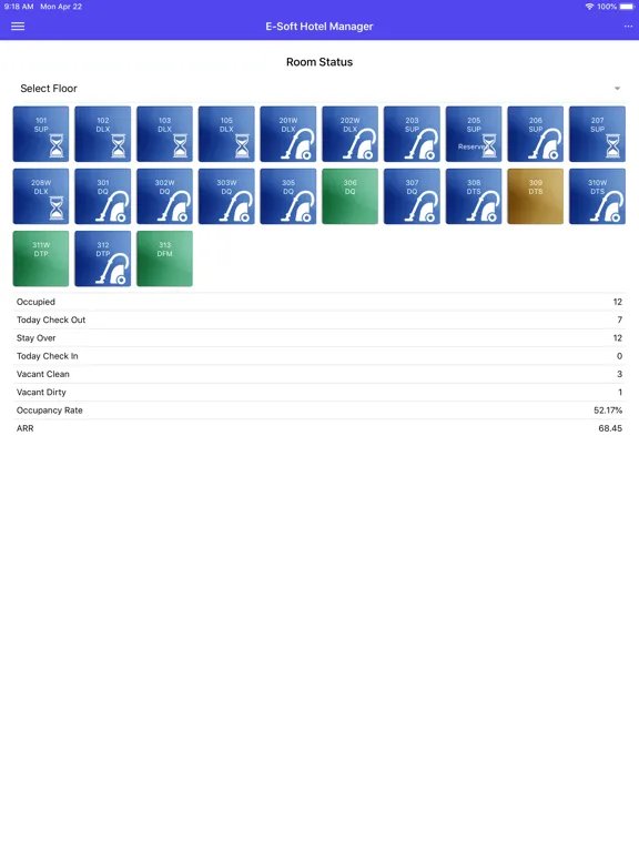 E-Soft Hotel Manager App iPad  Screenshots