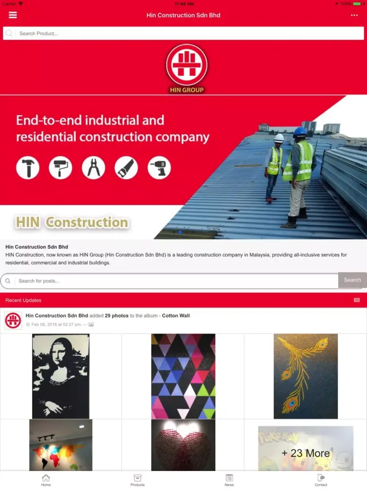 Tangkapan layar HIN Construction Sdn Bhd iPad 