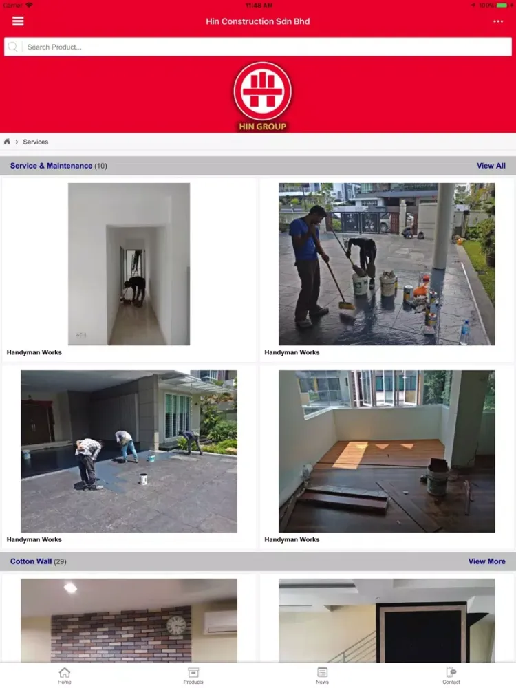 Tangkapan layar HIN Construction Sdn Bhd iPad 