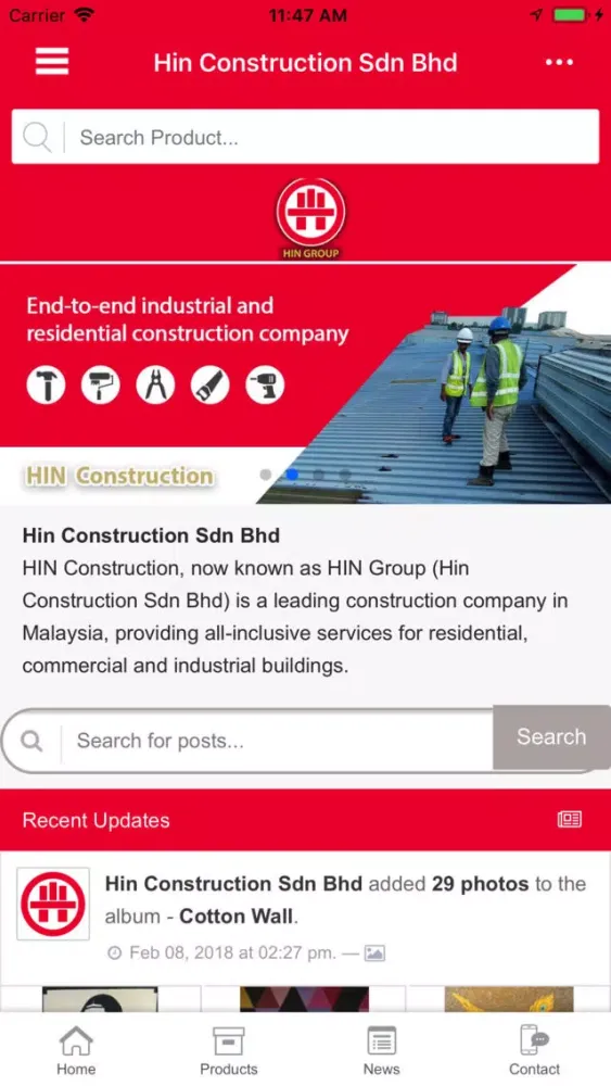 Tangkapan layar HIN Construction Sdn Bhd