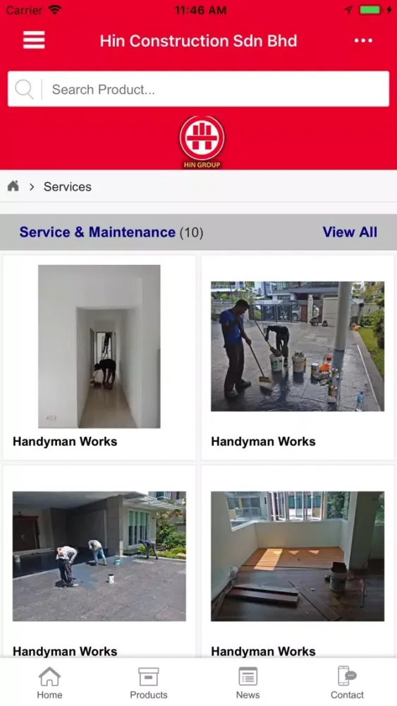Tangkapan layar HIN Construction Sdn Bhd