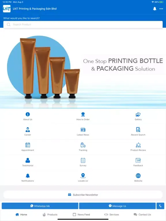 Ảnh chụp màn hình của LNT Printing & Packaging iPad 
