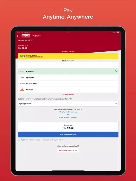 MyEG iPad  Screenshots