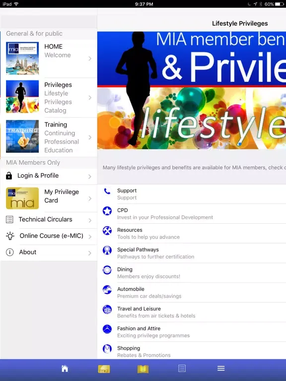 Screenshot di MIA Membership Privileges App iPad 