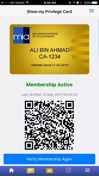 Screenshot di MIA Membership Privileges App
