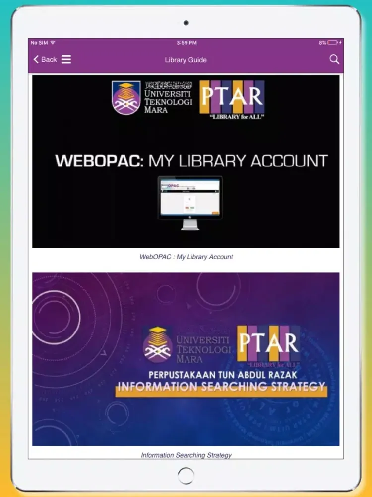 Captures d'écran de UiTM Digital Library iPad 