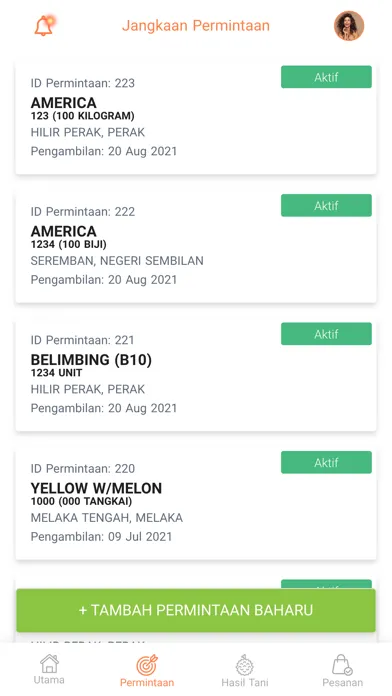 Tangkapan skrin AgroFun Pembeli