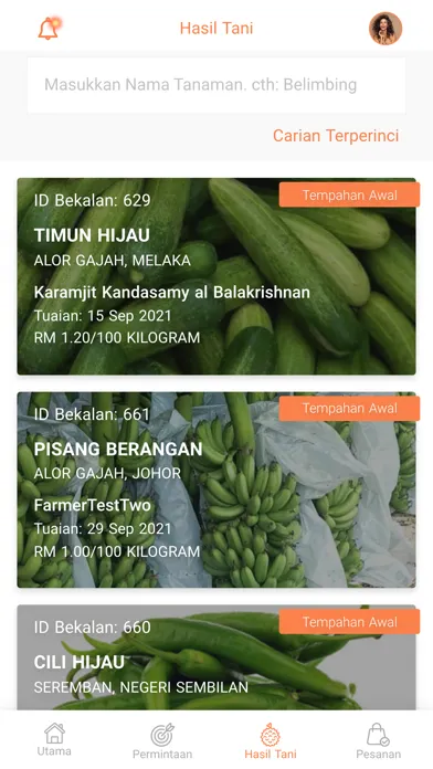 Tangkapan skrin AgroFun Pembeli