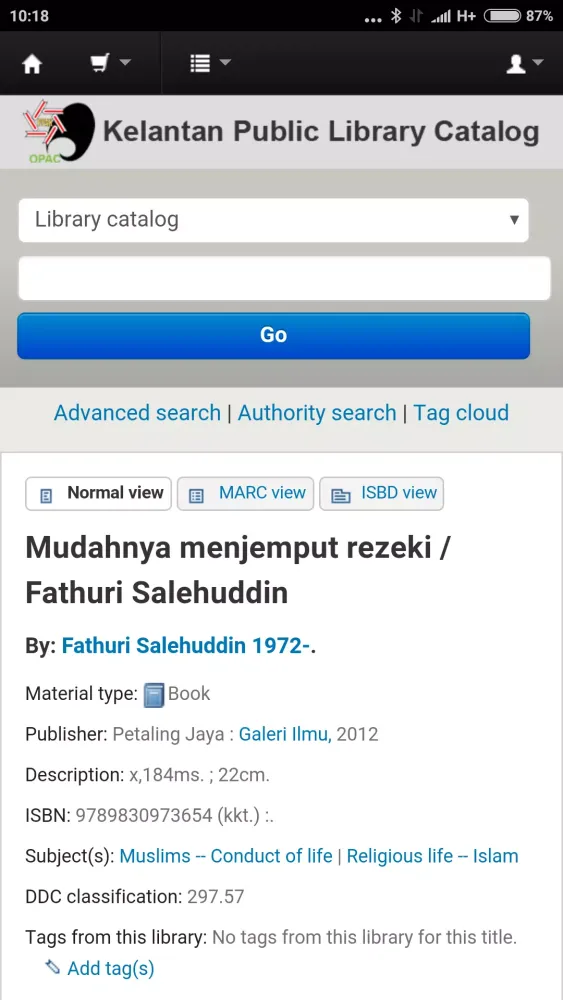 Kelantan Public Library Catalog स्क्रीनशॉट