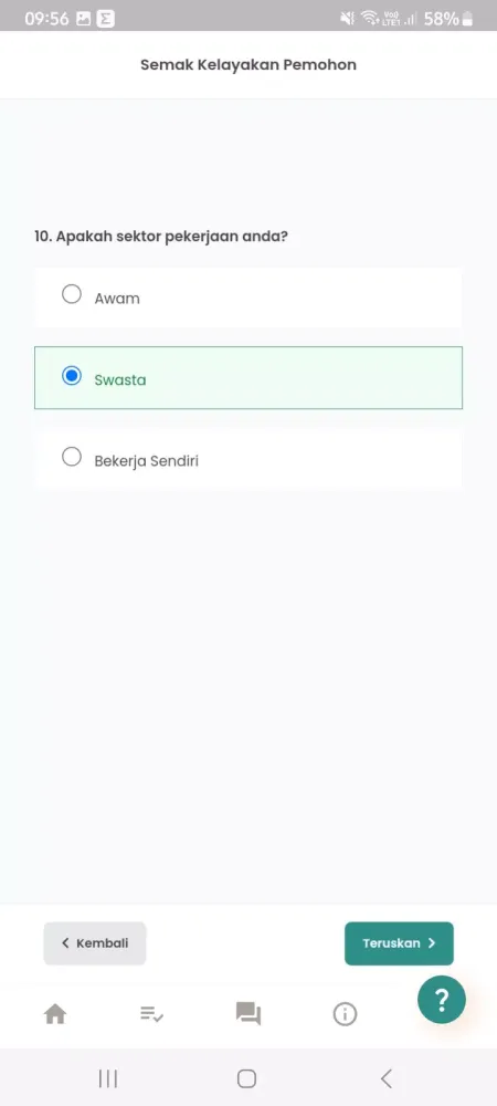 Tangkapan skrin TEDUH