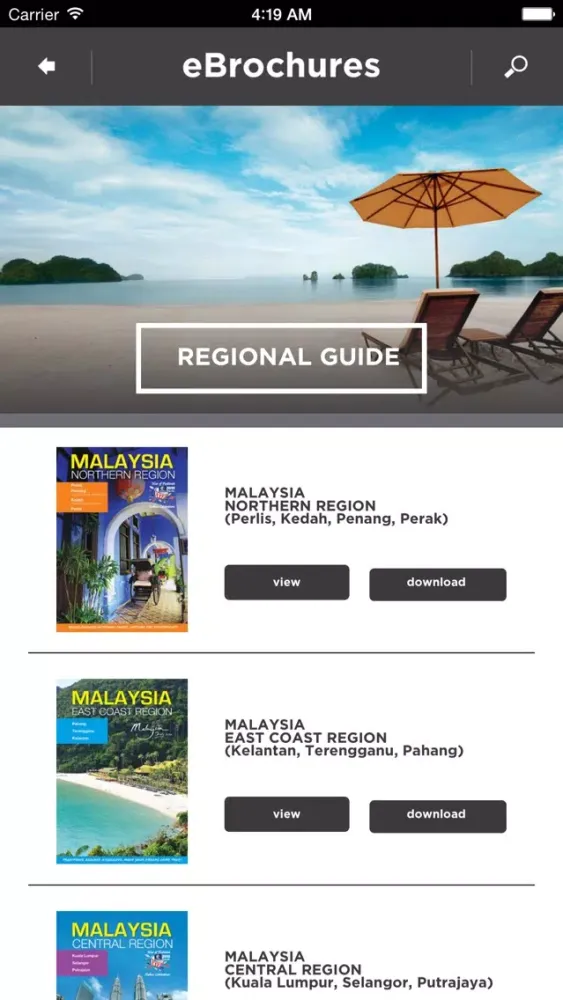 Screenshot di Malaysia eBrochures