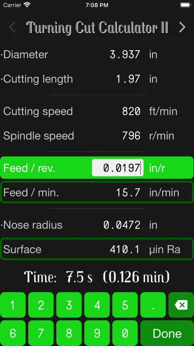 Capturas de pantalla de Turning Cut Calculator II