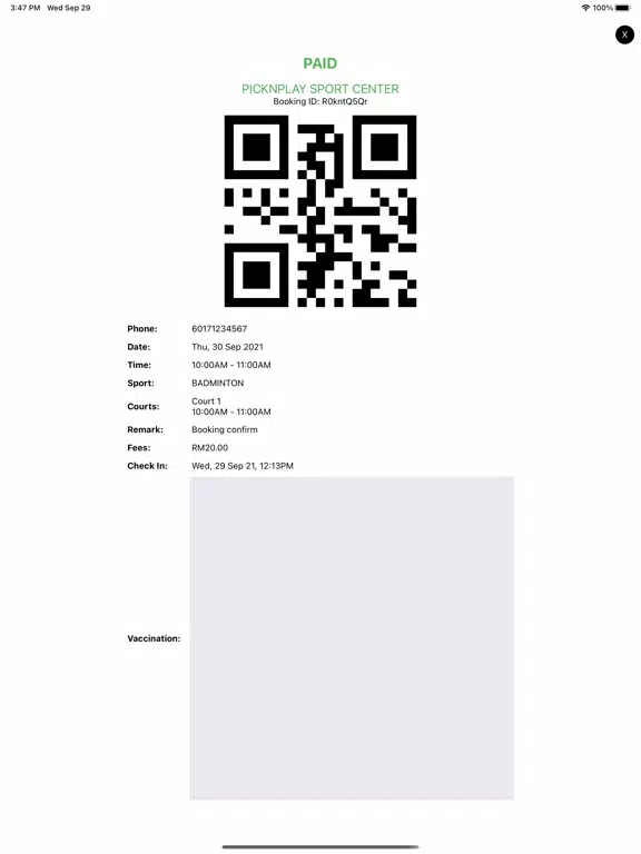 PickNPlay Facility iPad  Screenshots