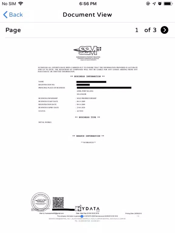 Tangkapan layar SSM DCTC QR READER iPad 