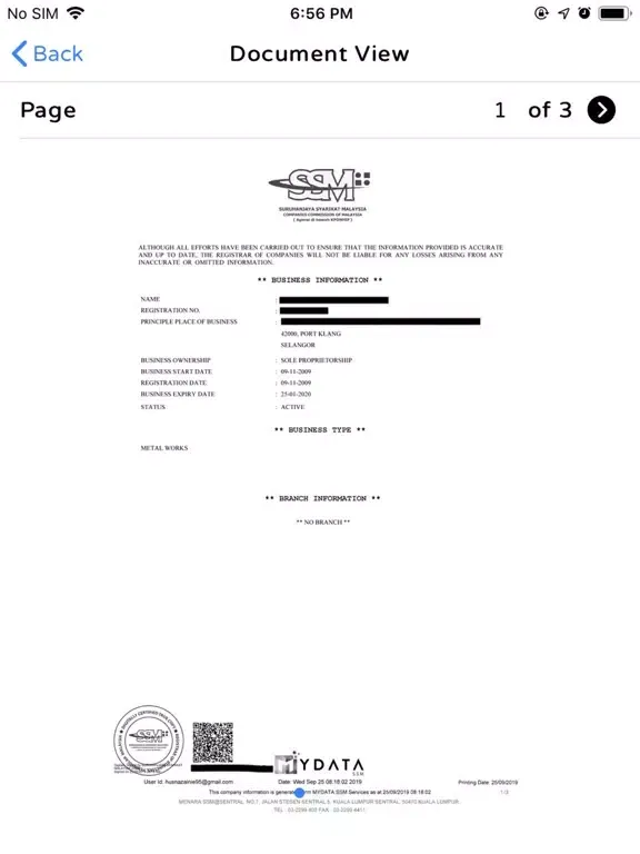 Tangkapan layar SSM DCTC QR READER iPad 
