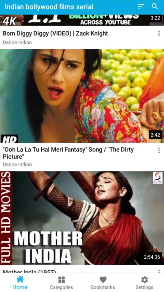 Tangkapan layar Indian bollywood films serial