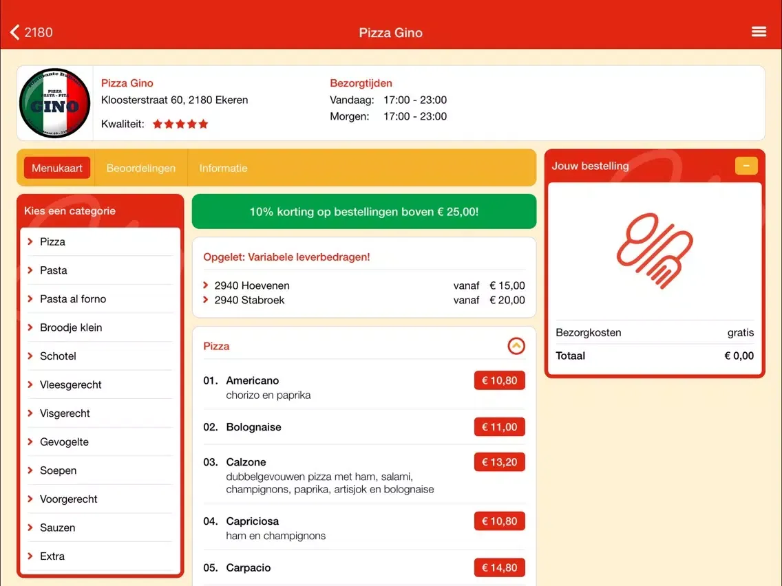 Pizza Gino iPad  स्क्रीनशॉट
