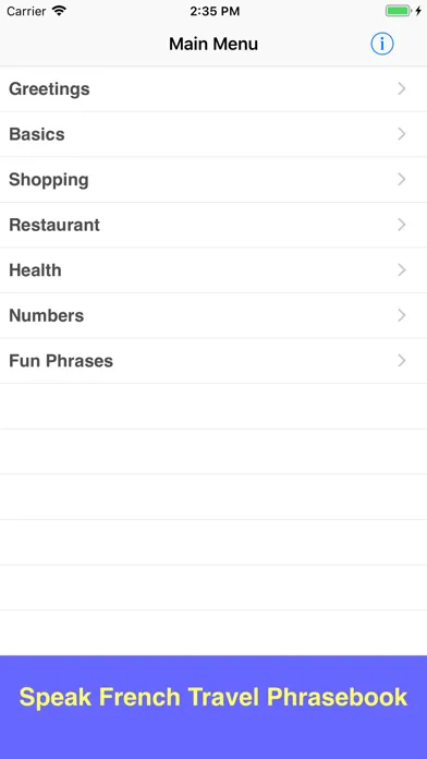 Speak French Phrasebook Lite应用截图
