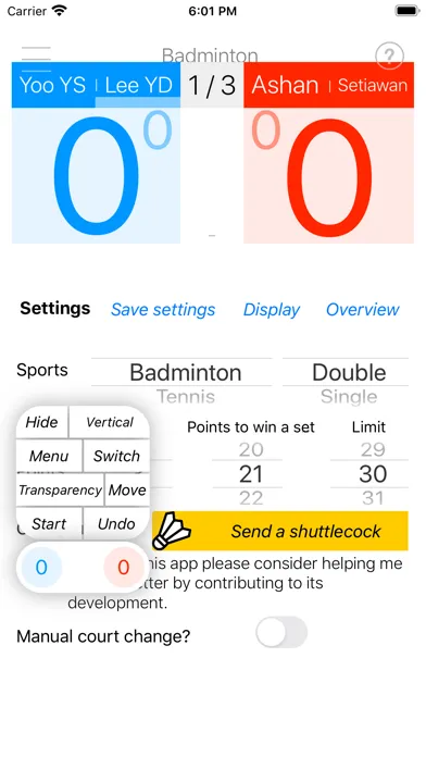 Badminton Scoreboard Screenshots